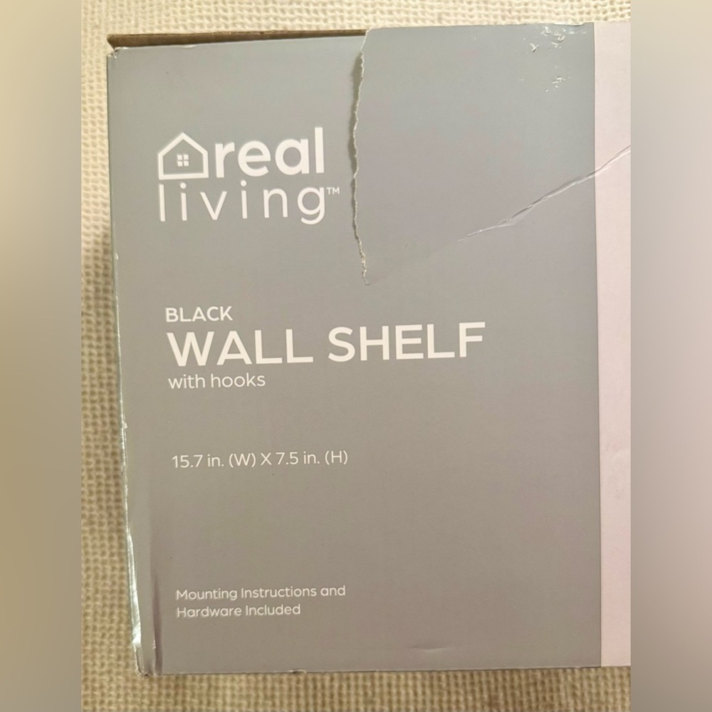 Real Living Black Wall Shelf with Hooks - Picture 2 of 3